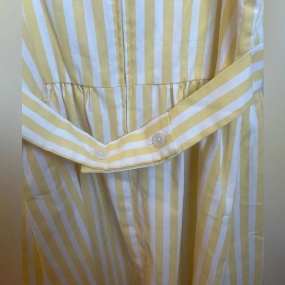 Sylvia Whyte Vintage Yellow & White Striped Dress with Tulips Size 10 - Picture 3 of 5